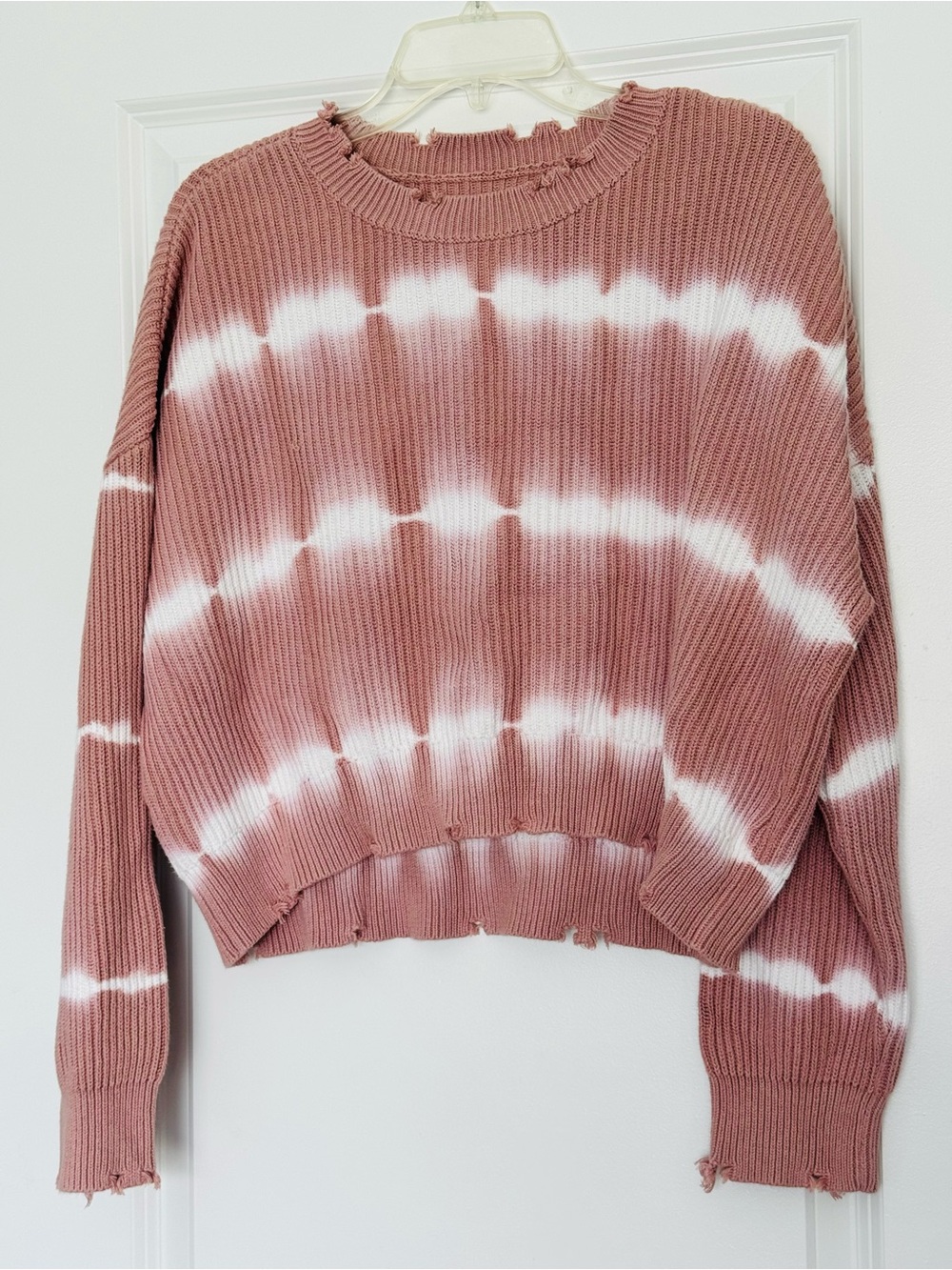 pistola Dusty Rose & White Tie-Dye Ribbed Crewneck